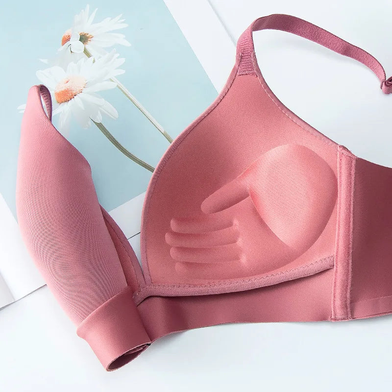 FallSweet 3PCS Japanese Style Seamless Push Up Bra for Women Wireless 3/4 Cup Glossy Bralette Comfort Underwear Female Lingerie