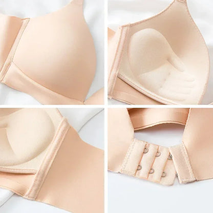 FallSweet 3PCS Japanese Style Seamless Push Up Bra for Women Wireless 3/4 Cup Glossy Bralette Comfort Underwear Female Lingerie